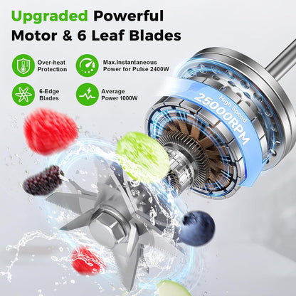 Blenders for Kitchen, Smoothie Blender, 2400W PRASKY Countertop Blender with 101oz Juice & Grinder Jar, BPA-Free, 25000 RPM Blender for Smoothies, Ice, Frozen Fruit (Gray, 3L)