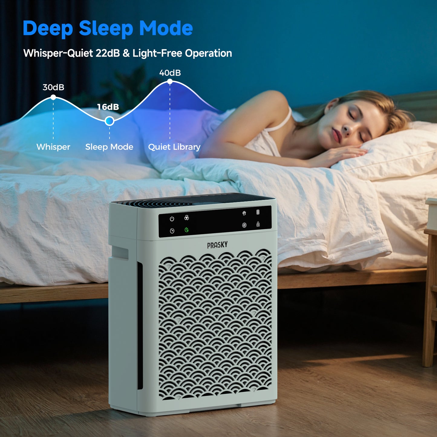 PRASKY Air Purifier for Home Large Room up to 2250 Sq ft, Remove Smoke Dust Allergies