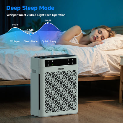 PRASKY Air Purifier for Home Large Room up to 2250 Sq ft, Remove Smoke Dust Allergies