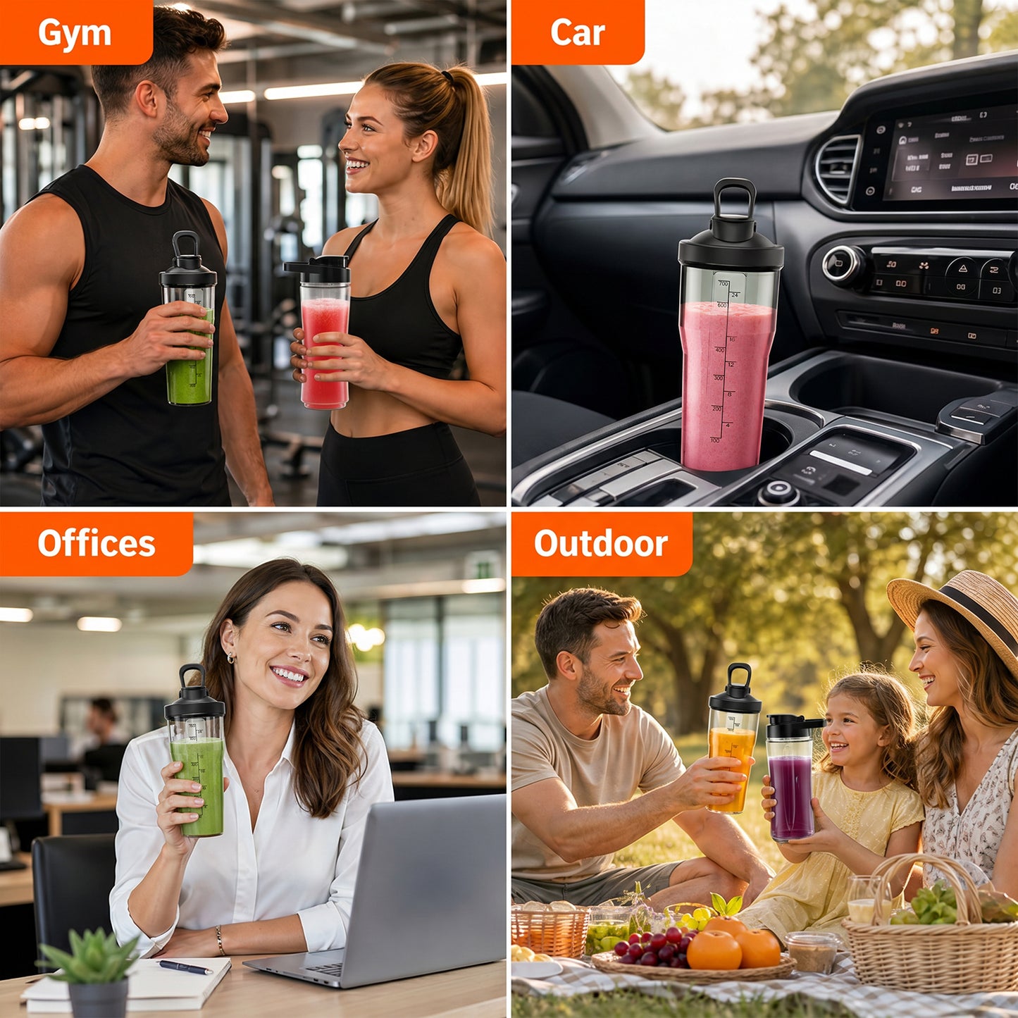 PRASKY Smoothies Blender, Blender for Kitchen with 2 To-go Cups (1x20oz,1x24oz), 6-Leaf Stainless Blade Personal Blender for Frozen Fruits & Ice (Black)
