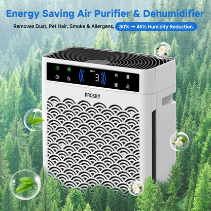 2026 Air Purifier, PRASKY Air Purifier for Home Large Room with Activated Carbon & True HEPA Air Filters Up To 99.97% of Dust Pets Smoke Pollen Dander Smell Hair, Air Cleaner Office, Dorm room, Pets, Car