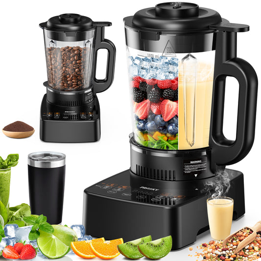PRASKY Countertop Blender with Heating, 55oz Glass Jar, 1000W Blender for Smoothie, Nut Milk, Soup