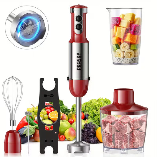 2026 5-in-1 Handheld Immersion Blender with Heavy Duty Motor & Multi-Attachment System - Powerful Motor, Ergonomic Handle, Whisk, Meat Chopper, 120V, US Plug Required - Versatile Kitchen Appliance for Whipping, Immersion Hand Blender, Blender For Kitchen